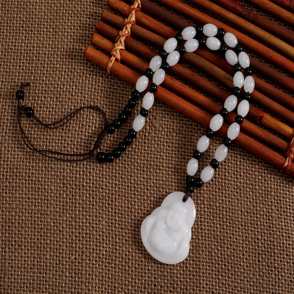Имитация белого нефрита Гуаньинь Будда ожерелье с подвеской Афганистан большой
