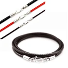 Черное Кожаное вощеное веревочное Кольеожерелье, застежка-лобстер из нержавеющей стали, соединитель, пряжка, шнур, шнурок для подвесок, ювелирных изделий