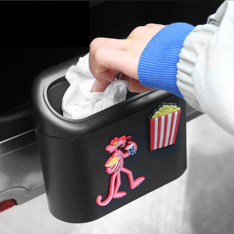 

Car Door Garbage Barrel Trash Bin Can Portable Waterproof Hanging Cartoon Cute Storage Box Trash Bucket Interior Accessories