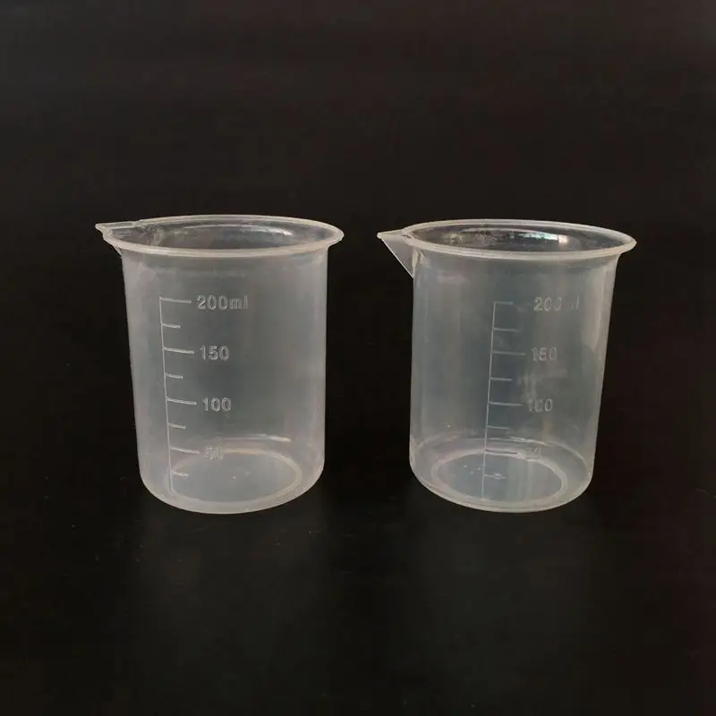

Kitchen Lab Graduated Beaker Clear Plastic Measuring Cup Thicken with Cap Measuring Jug 200mL 2pcs