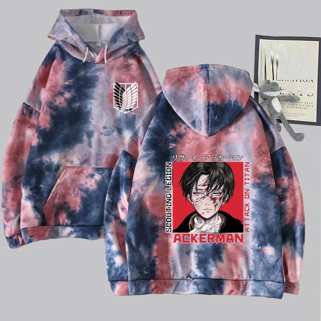 

Attack on Titan Double Sided Uniex Anime Tie-dye Hoodie Pullovers Tops Long Sleeve Cloth