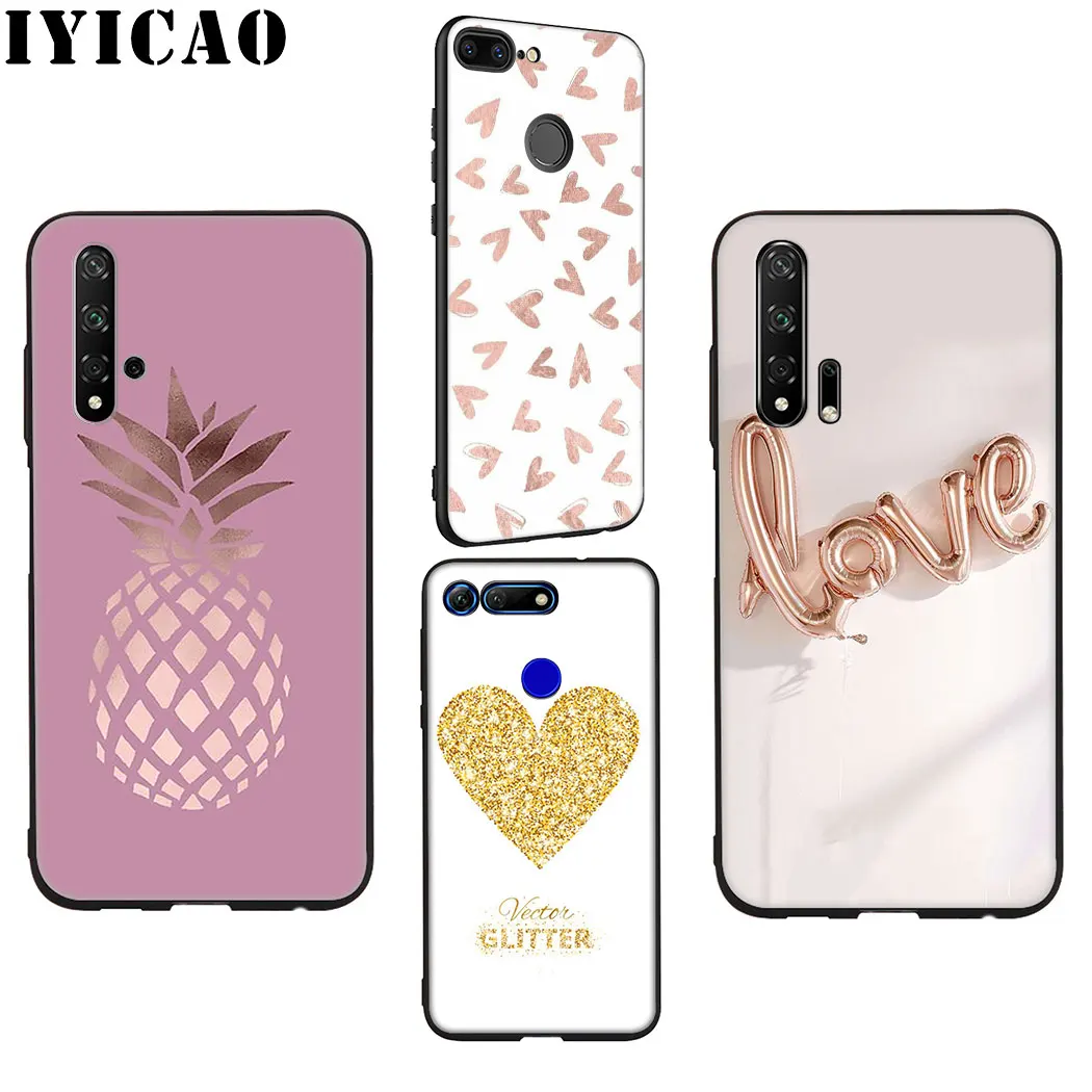 Мягкий силиконовый чехол IYICAO с сердечком и ананасом для huawei Honor view 20 9X Pro 10 9 8 Lite 8X 8C