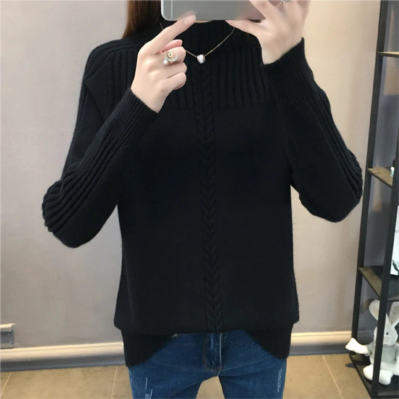 

Knitted Turtleneck Women Autumn Winter 2020 New Ladies Korean Sweater Female Long Sleeve Jumper Blue White Red Pullover Femme