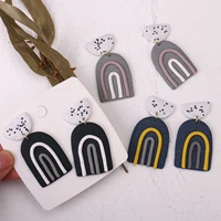 aensoa 2021 unique geometric polymer clay drop earrings for women cute statement clay pendant earrings large party jewelry gift