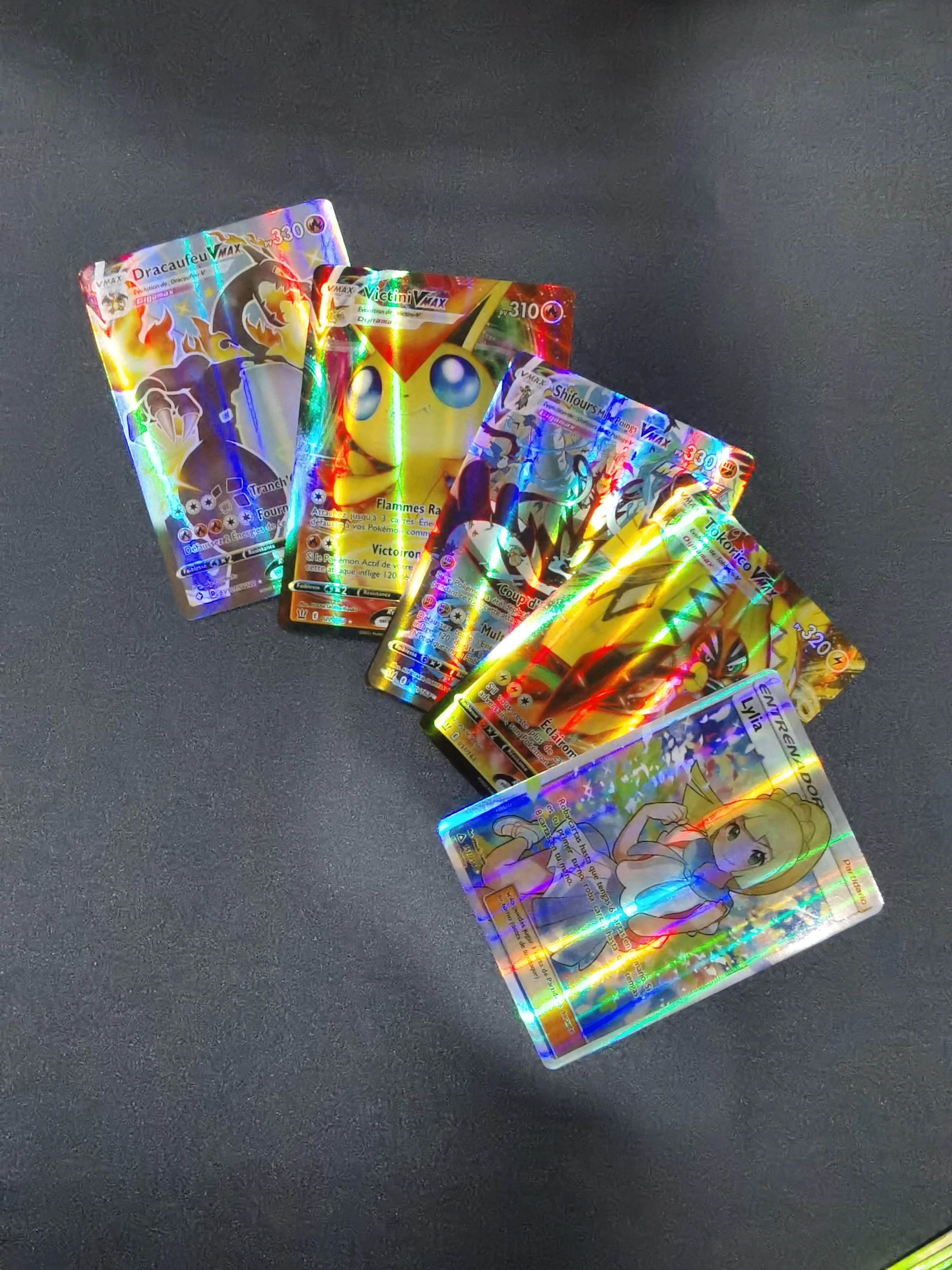 Новые карты Pokemon во французском чехле новейшая голографическая Радужная игра Vmax V