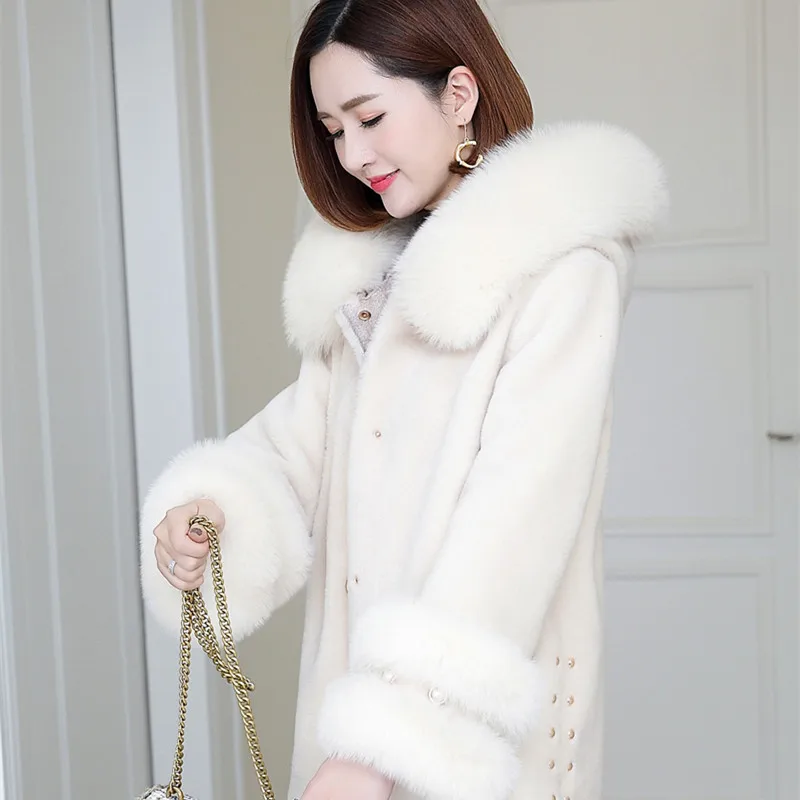 

Coat Women Korean Real Winter Warm Fur Jacket Sheep Shearing Woolen Overcoat Abrigos Mujer Invierno 2020 6W29047 YY705