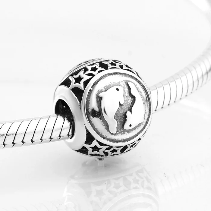 Pisces Модный 925 пробы серебряный 12 Созвездие бусины Подвески украшения подходит Pandora браслет - Цвет: Pisces