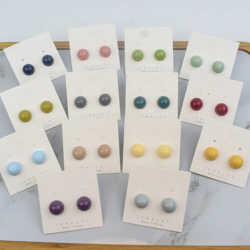 

Fashion Jewelry Korean Earrings New Solid Color Round Resin Earrings for Girl French Cute Temperament Decorate Gifts