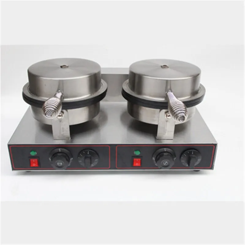 

Commercial Double Head Ice Cream Skin Machine 220V/50Hz Egg Cone Sweet Cylinder Crispy Waffle Furnace Cake Room Equipment 2000W