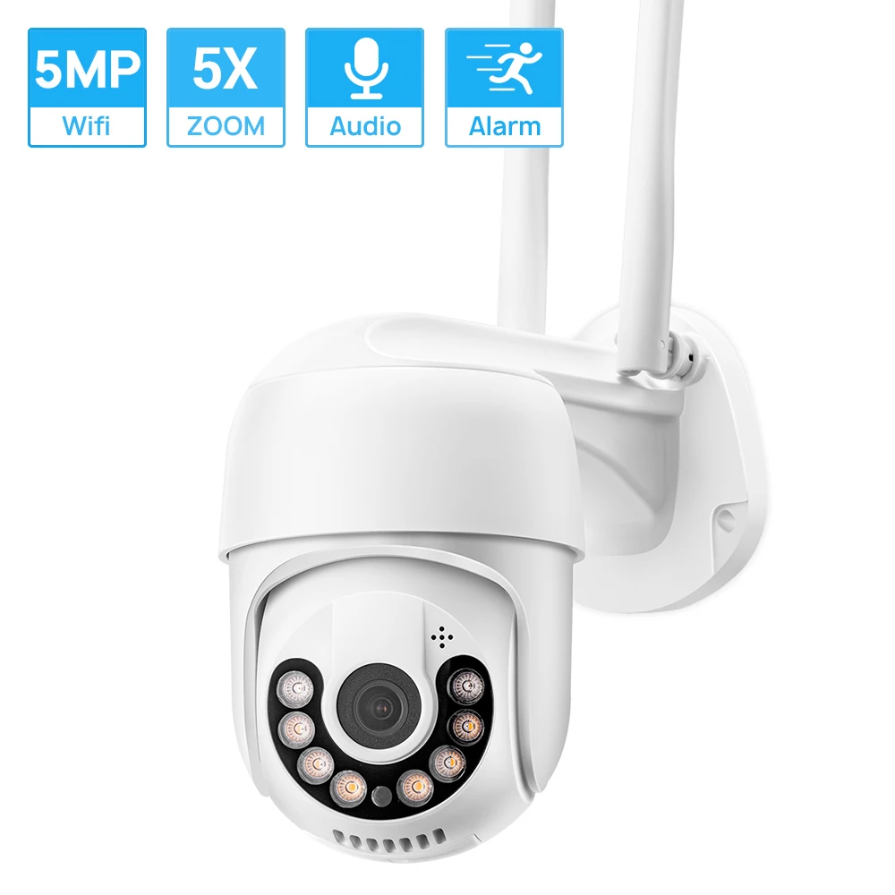 

5MP Mini PTZ Wifi Camera ONVIF Wireless IP Camera Auto Tracking AI Human Detection Color Nightvision Outdoor Surveillance ICSEE