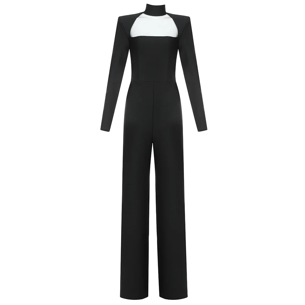 Ocstrade Runway 2020 New Arrivals Black Bandage Jumpsuit Women Autumn Winter Elegant Jumpsuit Bodycon Jumpsuits Party Clubwears