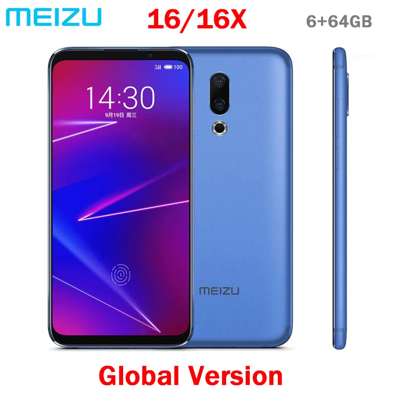 Meizu 16 16X Global, 64 ГБ rom, мобильный телефон Snapdragon 710, четыре ядра, 6,0 дюймов, 2160x1080 P, полный экран, двойная камера заднего вида