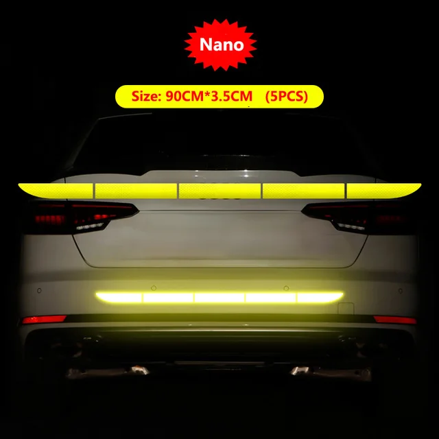 Fluorescent Yellow Автомобильная отражающая лента, декоративная наклейка s Предупреждение ющая Защитная отражающая лента, пленка, авто отражающая наклейка на автомобиль, Стайлинг 90 см* 3,5 см - Цвет: Fluorescent Yellow