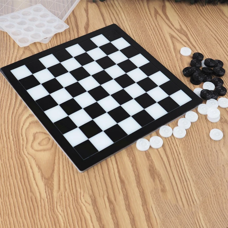 

DIY Chess and Draughts Board Chess Pieces Epoxy Resin Mirror Silicone Mold