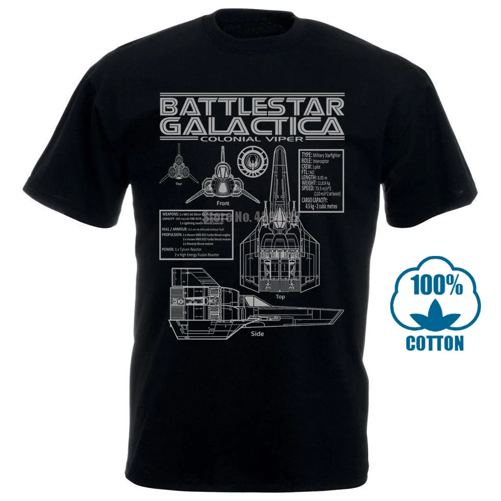 Футболка с логотипом Battlestar Galactica Viper Blueprints S 5Xl модель Colonial Tv|Мужские футболки| |