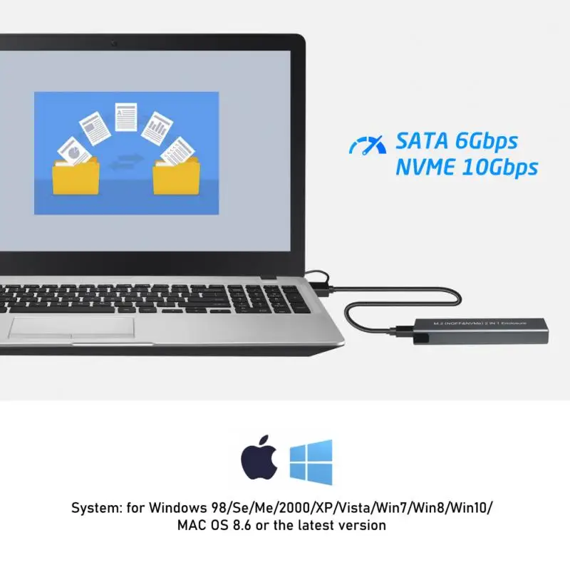 M.2 To USB 3.1 SSD Case Dual Protocol NVME PCIe NGFF SATA M2 Adapter For 2230 2242 2260 2280 NVMe/SATA RTL9210B | Компьютеры и офис