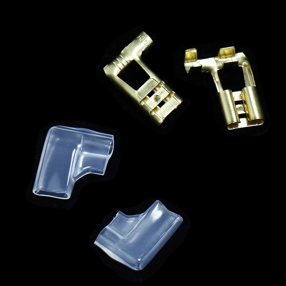 

Insulation Right Angle spring Copper L gold flag type crimping cold end connector with protective shell matching combination