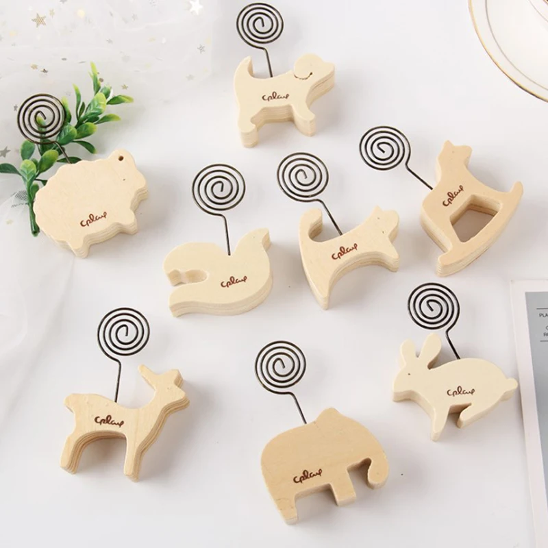 

1pc Animal Kawaii Wood Horse Desk Note Folder Message Photo Paper Card Clip