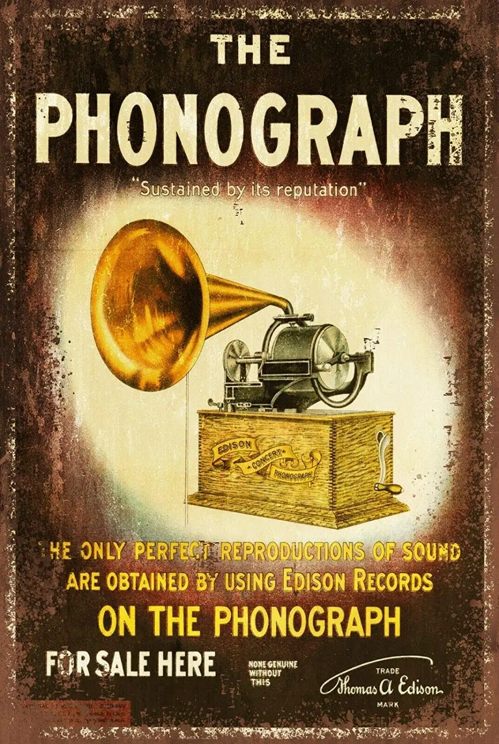 

The Phonograph Advert Decor Signs 12x8 Inch Metal Tin Sign