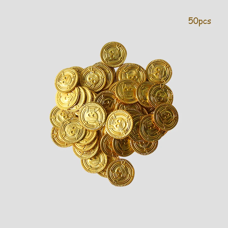 50 шт. золотые пиратские монеты украшения для вечеринки на Хэллоуин поддельные