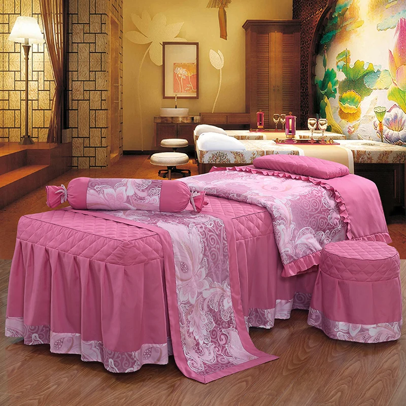 Flower Rose Red Премиум люкс массажный стол юбка простыня для массажа набор, 4 шт. часть 2 - Цвет: Flower Rose Red