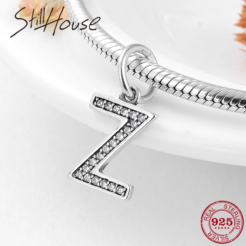 Diy аксессуары для женщин серебряные бусины 925 пробы Алфавит буквы Z бисера