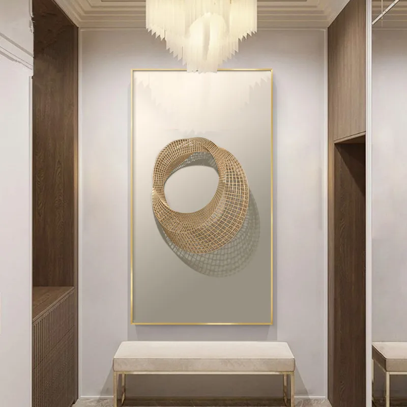 

3D Stereo Abstract Lines Wall Art Canvas Painting Prints Posters Creative Golden Art Pictures for Living Room Nordic Home Decor