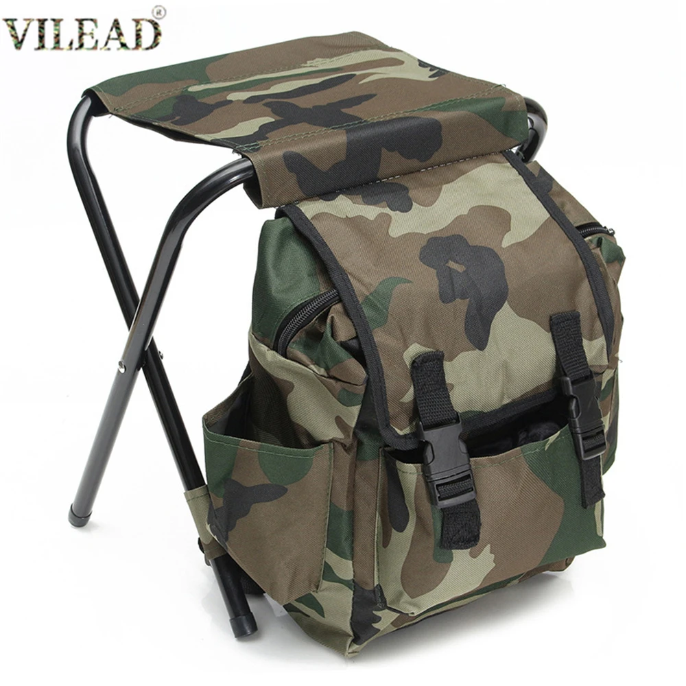 Камуфляжный портативный складной рыболовный стул VILEAD для использования в