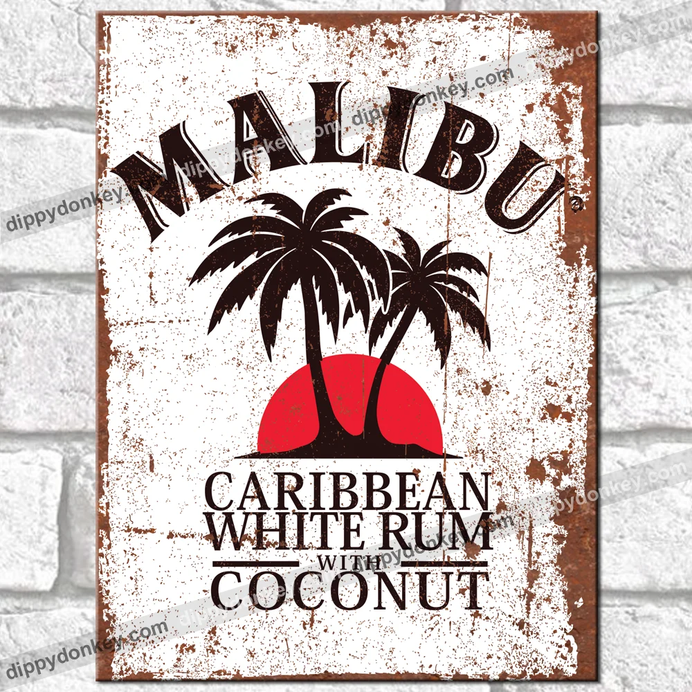 

MALIBU RUM Metal Signs Vintage Retro Wall Posters Plaques Garage Shed Tin Sign