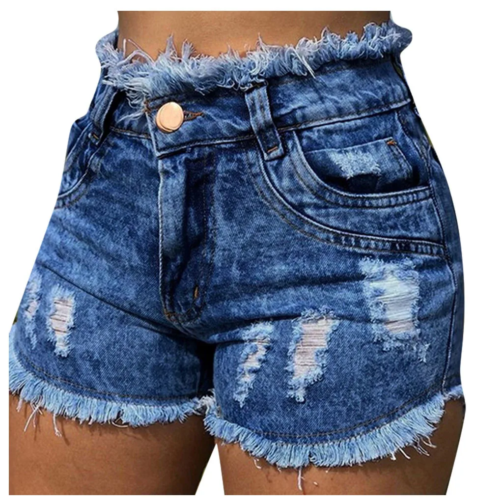Женские джинсовые шорты с необработанными краями и дырками модные сексуальные