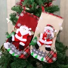 Рождественский Красный чулок, 1 шт., большие рождественские подарочные мешочки, украшение для камина, клетчатые носки, новогодний держатель для конфет, Рождественский Декор для дома