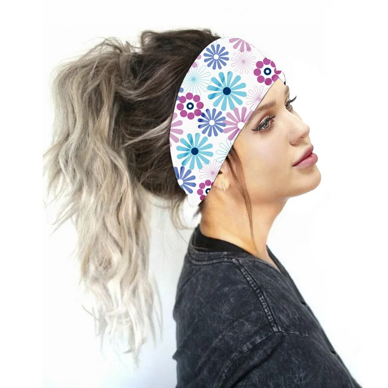 Женская широкая повязка для волос с цветочным принтом 2020| |