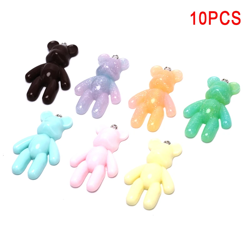 10 шт. кавайное ожерелье из смолы с маленьким медведем подвесная подвеска цепочка