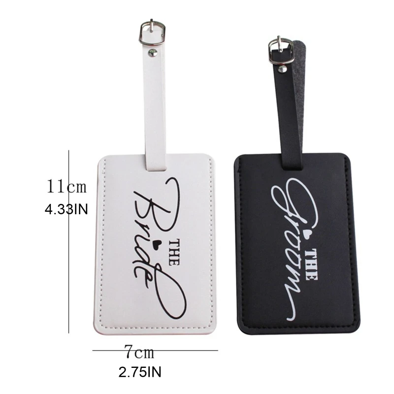 

1Set PU Leather Luggage Bag Tag Bride Groom Passport Case Cover for Couples Honeymoon Travel Organizer