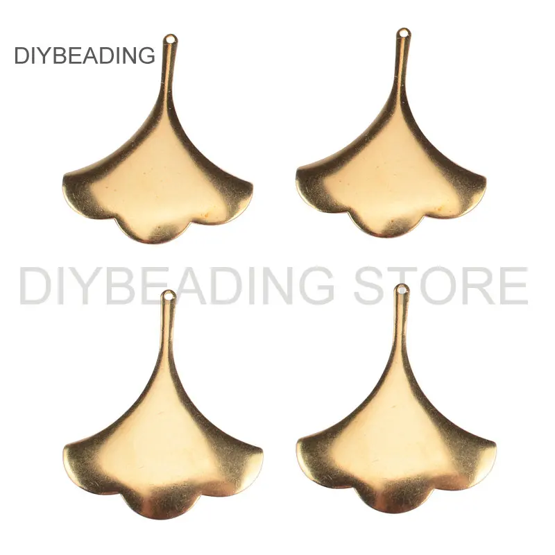 10-500 Pcs Brass Charm Pendant Bulk Wholesale Curved Gingko Leaf Plant Charms Component Finding for Making Earrings Jewelry | Украшения и