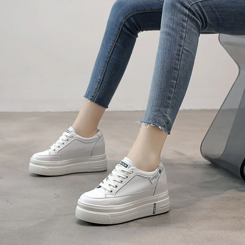 

White Platform Chunky Sneakers Women Casual Shoes Fashion 2021 Spring Outdoor Comfortable Lace Up Ladies Flats Female Shoes