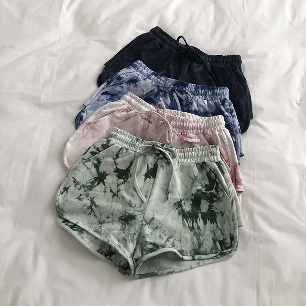 

The new listing Women Tie Dye Shorts Summer High Waist Elastic Drawstring Wide Leg Clothing Casual Ladies Korean Short pants