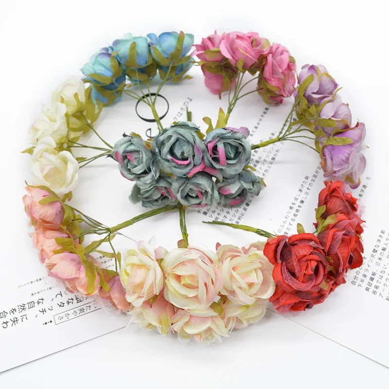 6 шт. Искусственные цветы дешевая ваза для домашнего декора рождественские