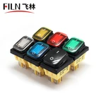 Выключатель автомобильный DPST IP67, водонепроницаемый 4-контактный тумблер для лодок, 16 А250 В, 12 В, 24 В, 110 В, 220 В, 30x22