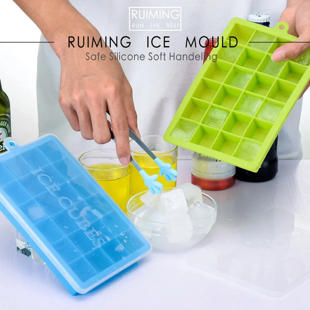 

24 Grid Silicone Ice Cube Maker Trays with Lids for Freezer Icecream Cold Drinks Whiskey Cocktails Kitchen Tools Mold