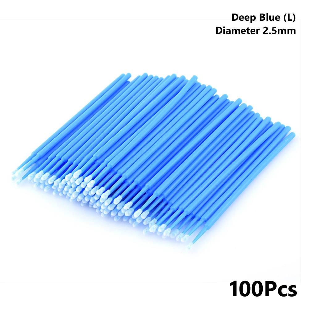 Deep Blue Bag 100 шт одноразовые красочные ватные тампоны щетка для ресниц очищающий тампон горячее естественное приспособление для снятия ресниц комплект микрочипов татуировки - Цвет: Deep Blue Bag
