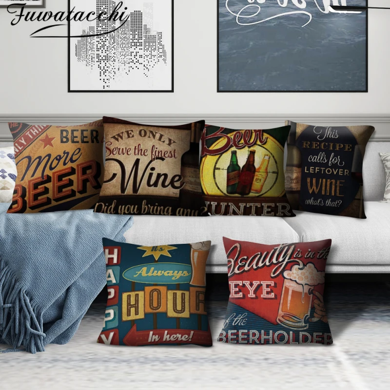 Ретро подушка с надписью Fuwatacchi наволочка средиземноморская ручная роспись