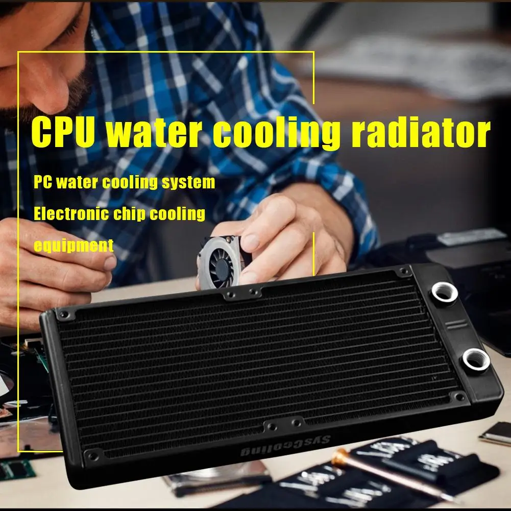 

AS240-T Aluminum CPU Water Cooling Cooler G1/4 Thread Baking Paint Treatment Safety 120 mm 20 Tubes Computer Chip Radiator