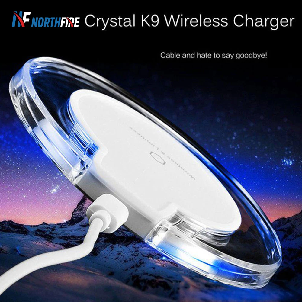 Беспроводное зарядное устройство Crystal K9 Qi для iPhone X Xs XR 8 plus быстрое Samsung S8 S9 S10 Note 9