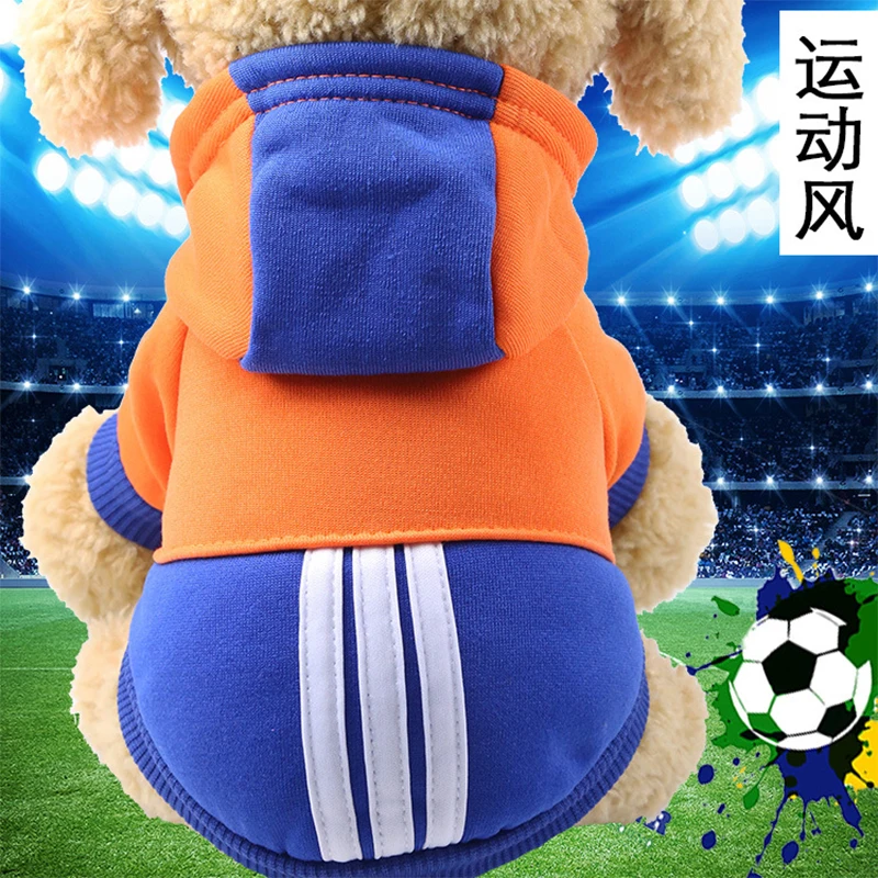 Orange Sport Осенняя и зимняя одежда для собак со шляпой, свитер для собак, спортивная одежда для домашних животных с героями мультфильмов, спортивная одежда - Цвет: Orange Sport
