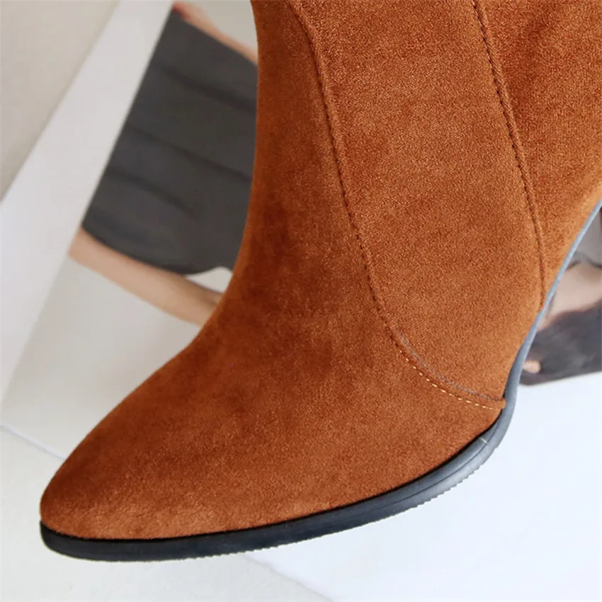 Сезон весна-осень Женские сапоги до колена Обувь на высоких каблуках женские