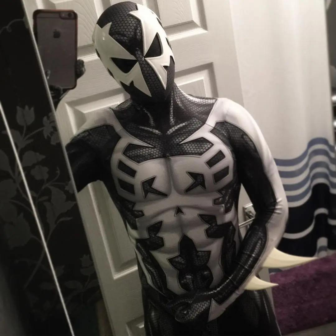 

Symbiote 2099 Cosplay Costume Miguel O'hara Black Costume Superhero Zentai Halloween Costume Lycra Spandex Bodysuit Carnival Dre