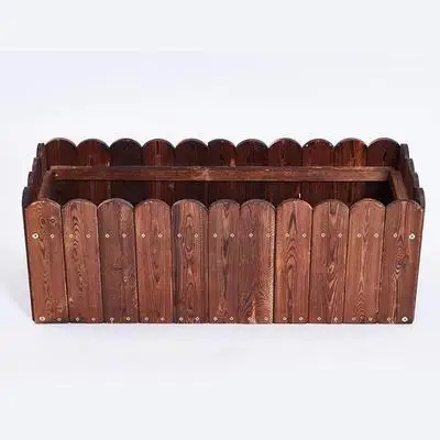 

Anticorrosive wooden flower box carbonized flower pot balcony rectangular vegetable pot outdoor flower groove garden plantin box