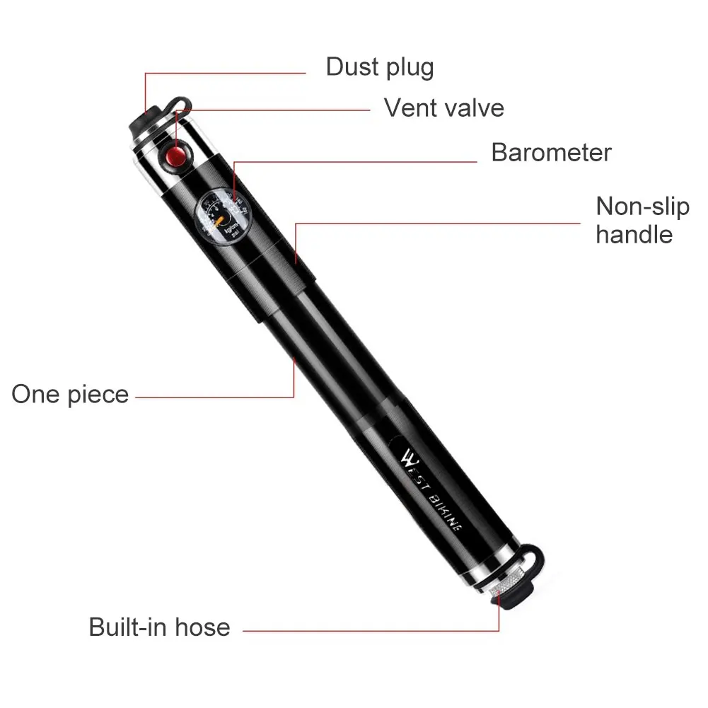 

Bike Handheld Pump with Pressure Gauge 160PSI for Schrader/Presta Valve Portable Bike Tire Inflator with Accessories