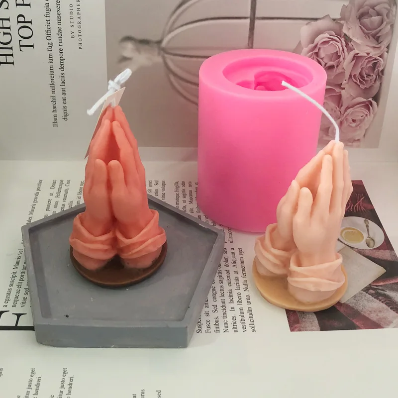 

3D Praying Hands Candle Mould Be Thankful Prayer Hands Pray for Blessing Peace Silicone Mold Epoxy Resin Casting Decoration DIY
